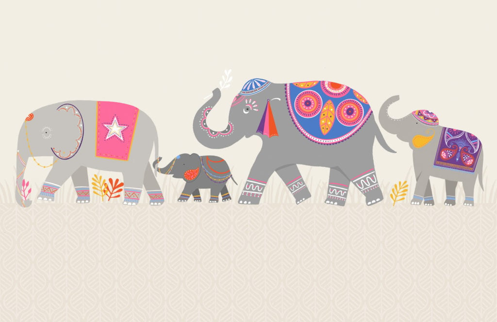 Cute Kids Indian Elephant Wallpaper Mural | Hovia