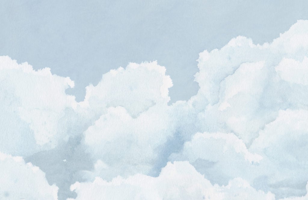 Papier Peint Ciel Bleu Nuages à l’Aquarelle | Hovia FR
